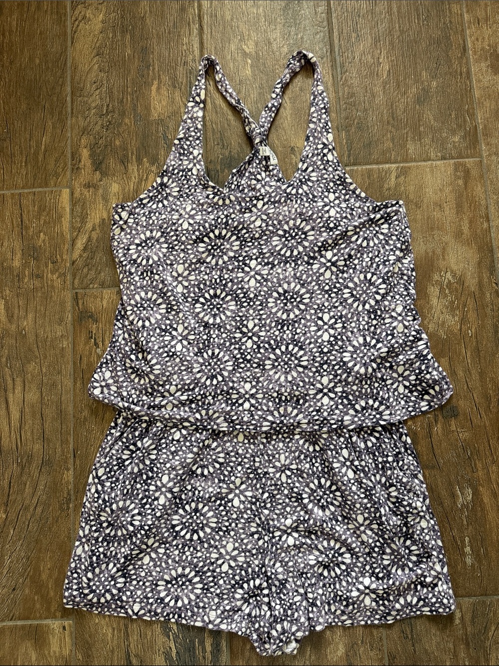 💕 Splendid Purple & White Patterned Romper ✨